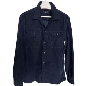 JACK & JONES Navy Blue Corduroy Buttoned Men Shirt Jacket Size M